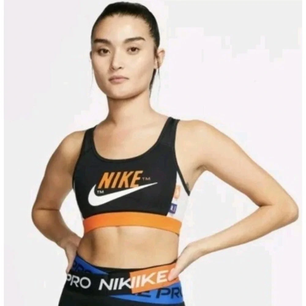 NIKE Sz S Womens Multicolor Unlined Wireless Pull On Racer Back Sports Bra Gym